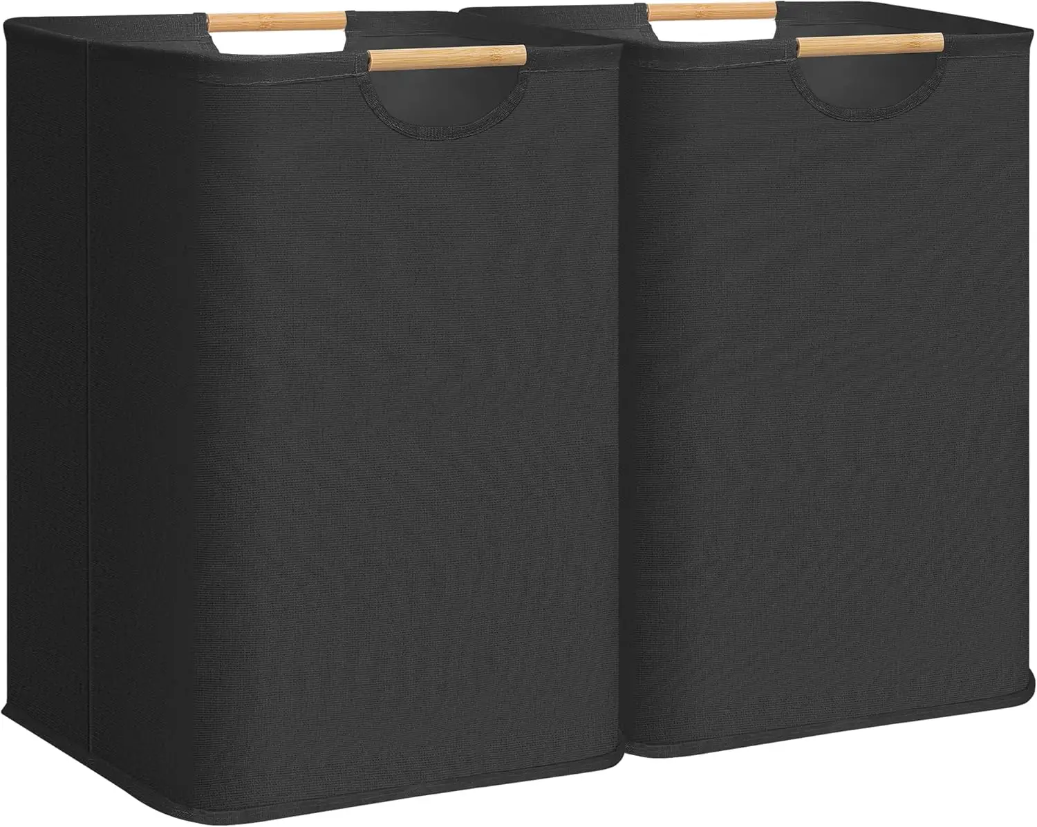 

2-Pack Large Laundry Hamper, 100L (26.4 Gal) Collapsible Laundry Basket with Bamboo Handles, Freestanding Waterproof Clothes Hamper for Laundry Room, Bedroom, Dorm, Towels, Toys, Black
