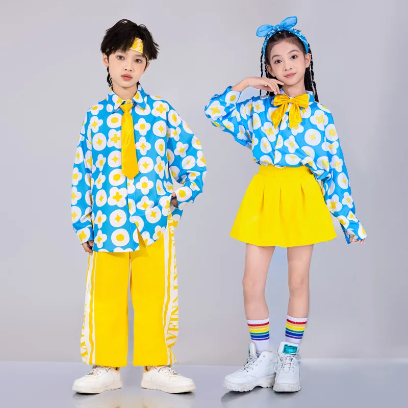 Hip Hop Mädchen Mode K-pop print Top Buchstaben Cargo Hosen Kind Street Dance Strickjacke Kinder Streetwear Mädchen Gruppe Jazz kleidung Se
