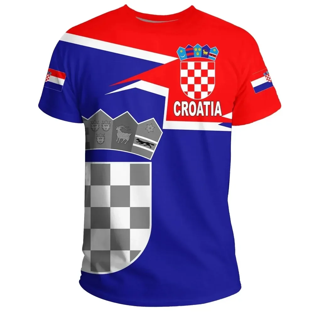 Fashion New Croatian Flag Graphic 3D Print T-shirt Croatian Emblem Men’s Sports Tops  National Day Gifts Personalized Tee