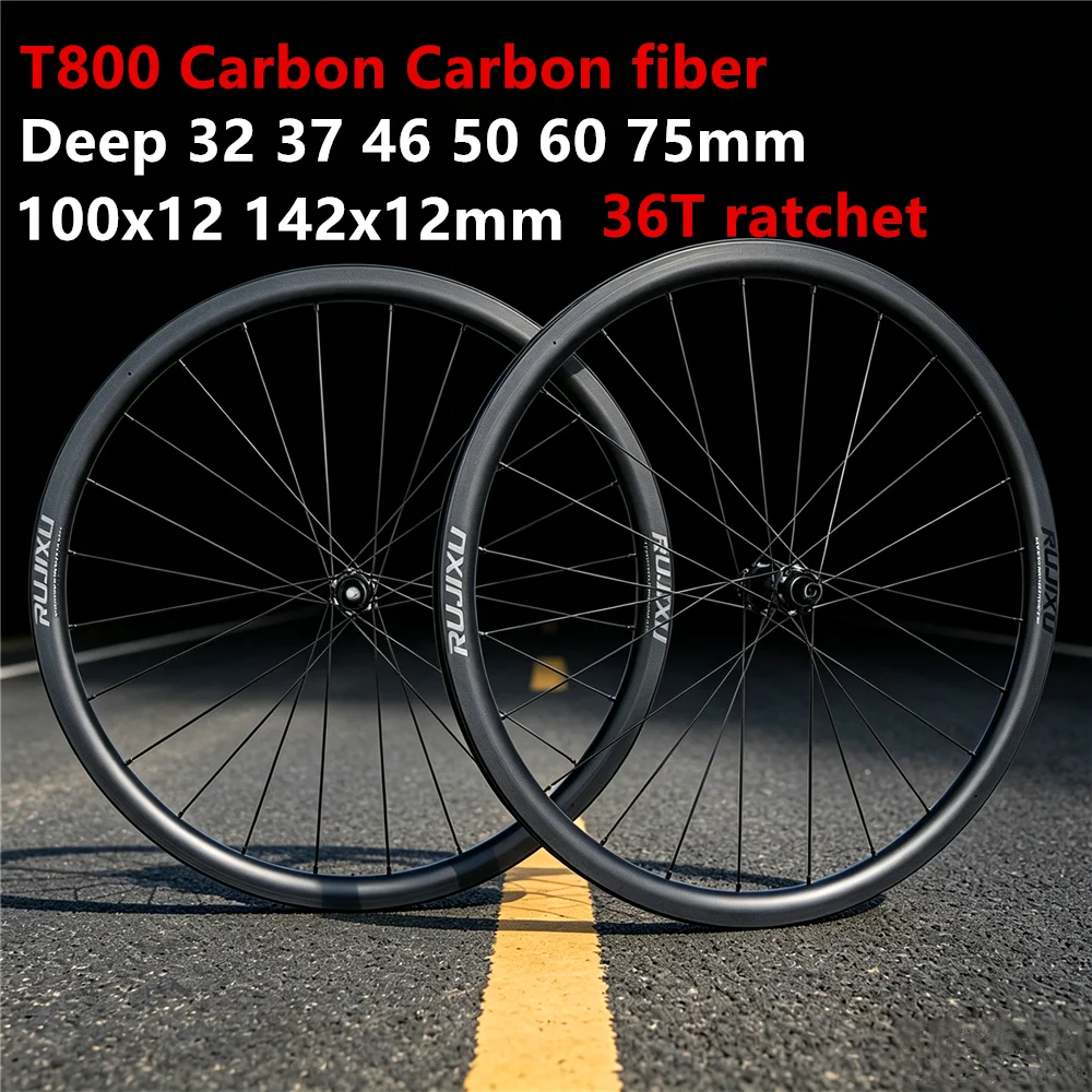 

Cabon Fiber Wheelset 700C Road Disc Brake Wheels Tubeless Clincher Bike Wheel set 6Pawls Hub for HG/XDR Wheels