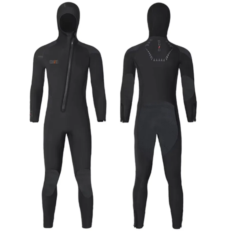 Mens Wetsuit 5mm Neoprene Full Scuba Diving Suit Front Zipper Hoodie Surfing Kayaking Snorkeling Canoeing Cold Water Wet Suit