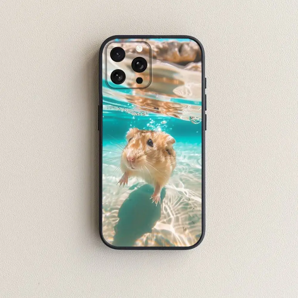 حافظة هاتف لطيفة على شكل فأر M لهاتف آيفون 17,16,15,14,13,12,11 Plus,Pro Max,XS,X,XR,SE,Mini,8,7,غطاء أسود من السيليكون الناعم #4