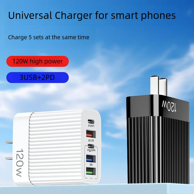 USB C Charger 120W PD Type C Charger Dual Ports Fast Charging For Samsung Xiaomi 14 Ultra iPhone 11 13 14 Travel Charger Adaptor