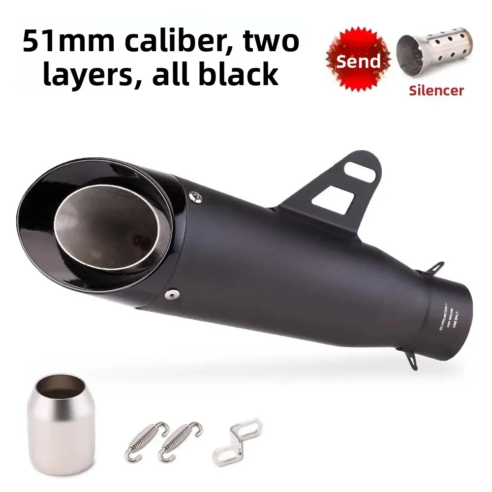 Uniwersalna rura wydechowa motocyklowa 51mm SC, dwuwarstwowa, trzywarstwowa, z tłumikiem dźwięku (db killer).