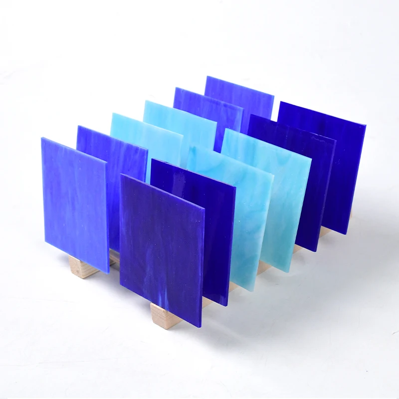 

12pcs 4X4in stained glass pieces, blue glass pieces, mosaic glass lampshades, DIY handmade craft materials