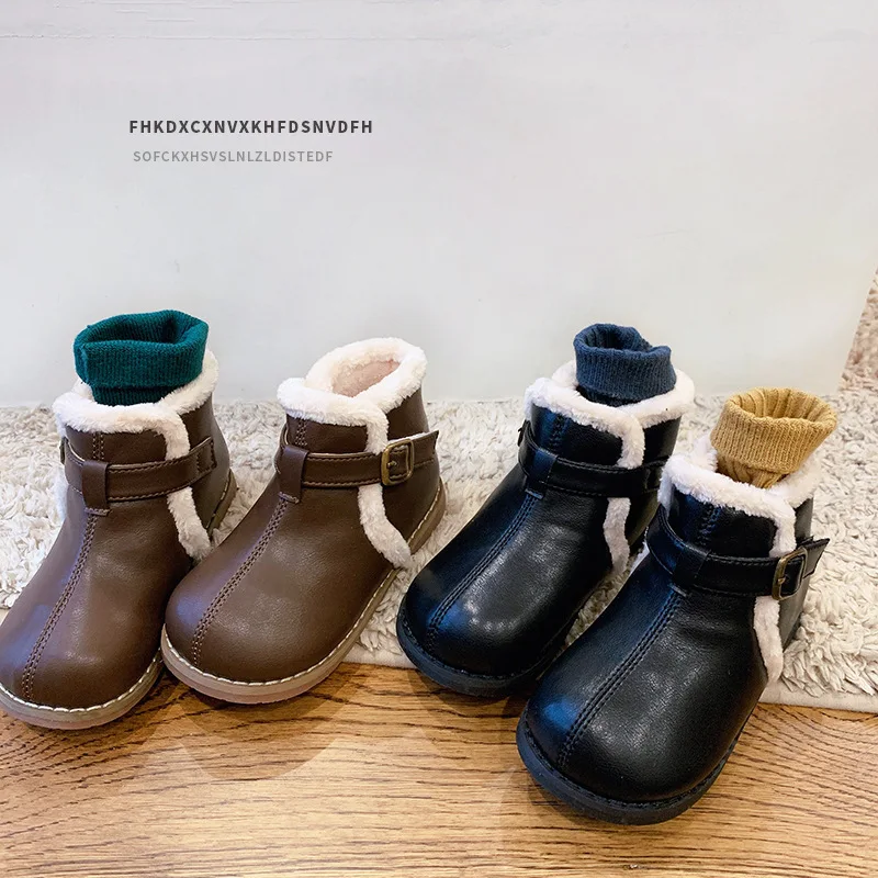 

Korean Children Shoes Kids Boots Autumn Winter New Girls Boots Fashion Short Boot Baby Plush Cotton Shoes أحذية غير رسمية 신발