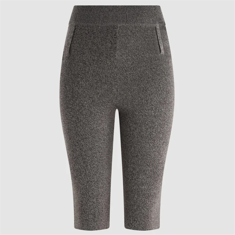 women's shorts New elastic knitted slim fit women's pants for autumn 2026 100% wool knee length pants casual shorts Pencil pants