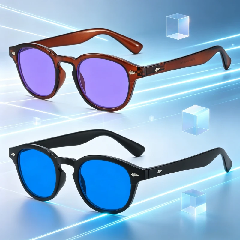 

Retro Round Frame Anti-Blue Light Glasses Unisex Outdoor UV-Protective Sunglasses UV400 Ultra-light Eye Protection Eyewear