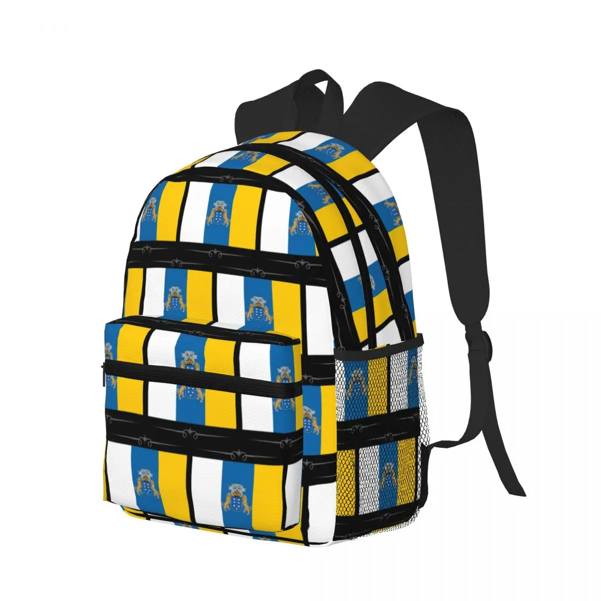 Spain Flag Oceano Canary Islands Student Backpack School Bag Hiking Travel Daypack for Men Women Bookbag Shoulder Bags