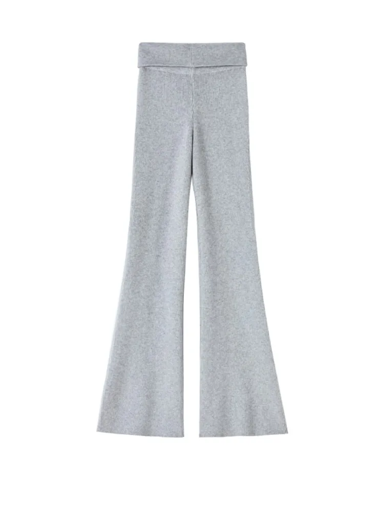 ارتفاع الخصر محبوك جرس بوت السراويل النسائية خريف شتاء 2025 جديد Sle البطن التحكم التخسيس سراويل تقليدية مرنة