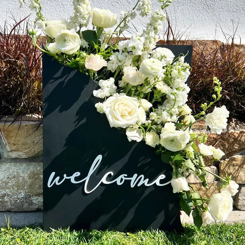 Schwarze Blumenbox Willkommensschild Personalisiertes Schwarzes Willkommensschild mit Blumenbox für Hochzeit Geburtstag Babyparty Partydekoration