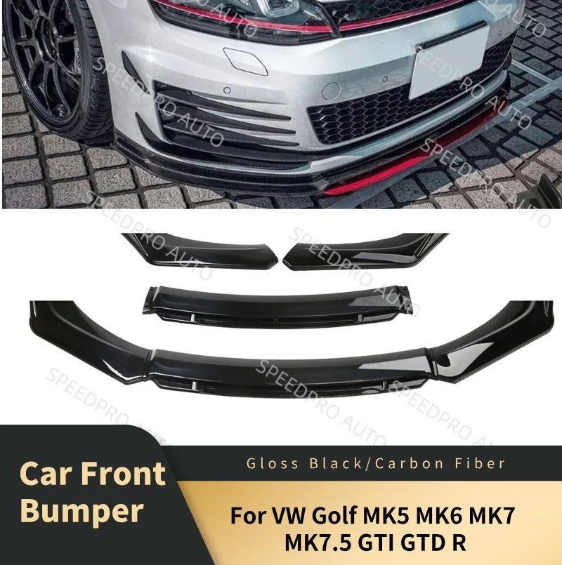 

Front Bumper Lip For Golf MK5 MK6 MK7 MK7.5 GTI GTD R Car Spoiler Splitter Body Kit ABS Bumper Canard Lip Splitter Accessories