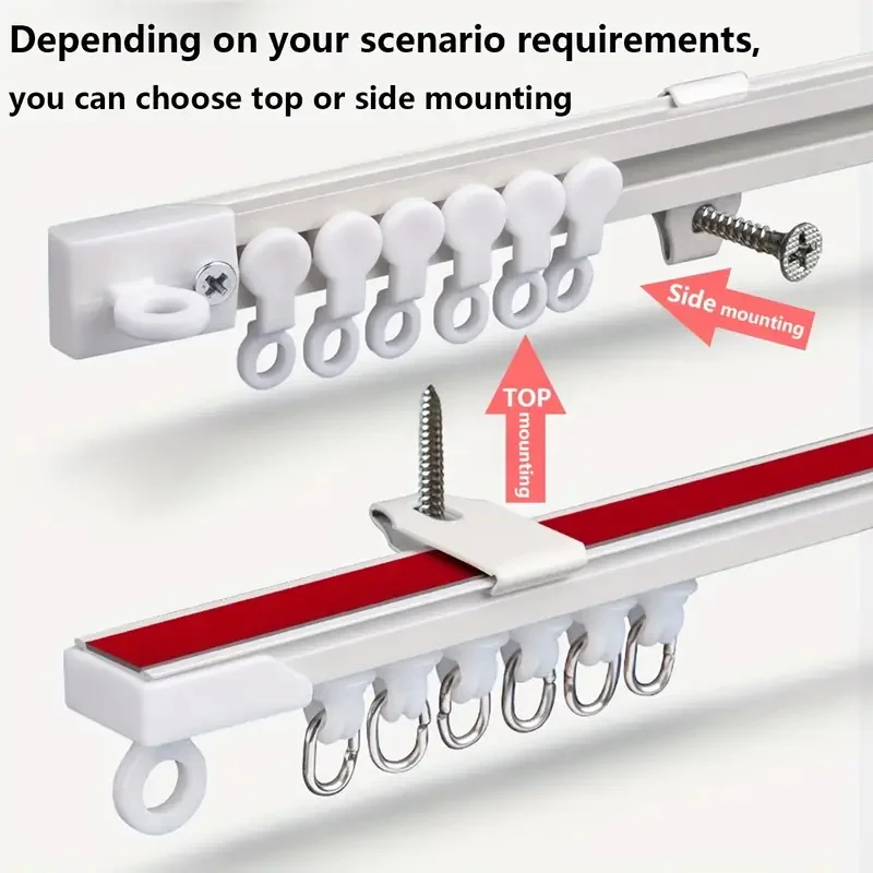 Self Adhesive Or Perforated Dual-purpose Curtain Track Ceiling Or Wall Mount Nano Silent Curtain Slide Rod For Curtains And Cabi