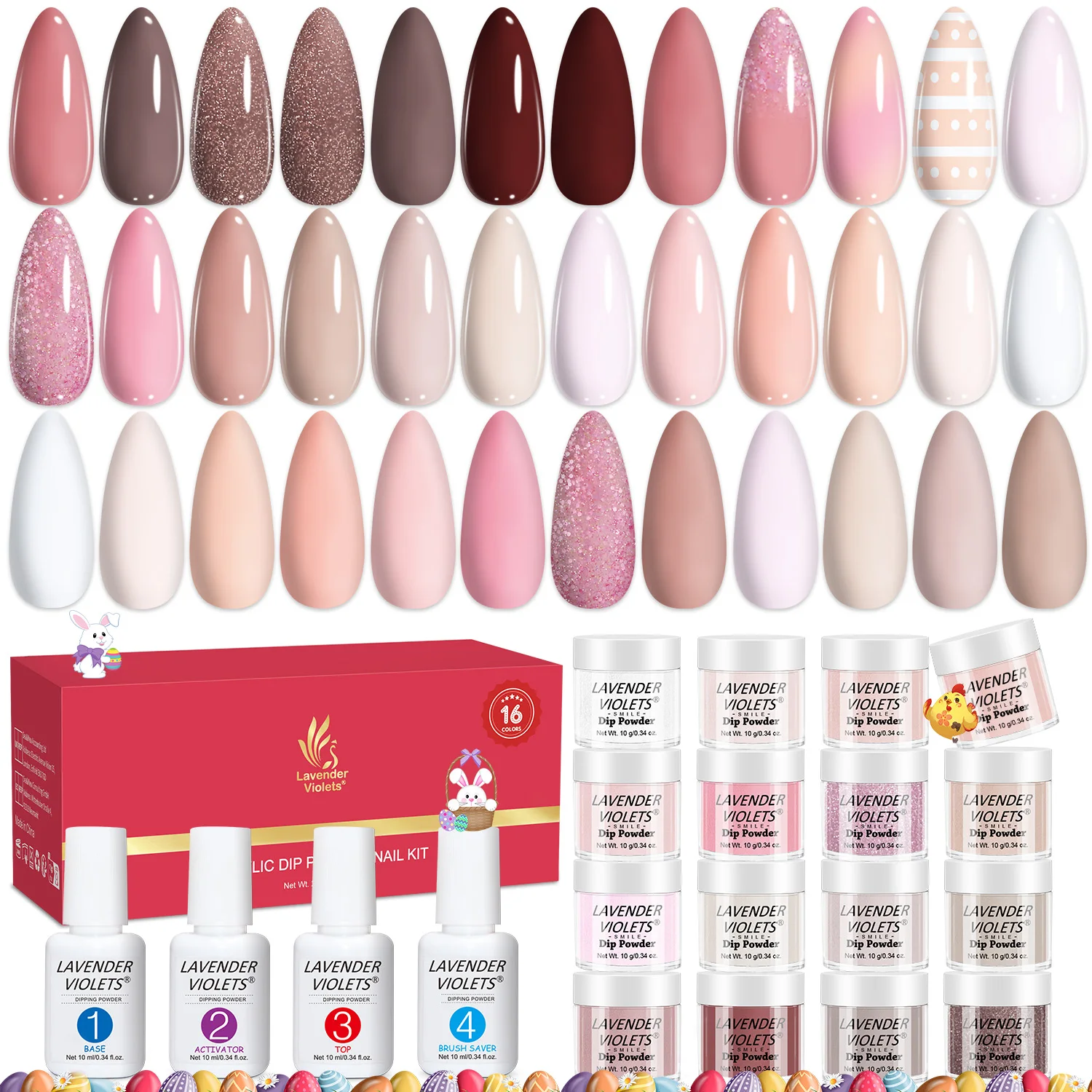 

20pcs Dip Powder Nail Kit with 16 White Pink Colors Air Dry Dipping Powder & Dip Liquid Set for Salon Nail Art Women Gift Set