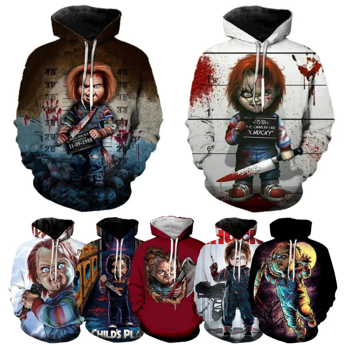 

Horror Movie Character Chucky 3D Print Hoodies For Men Women Casual Hooded Sweatshirts Oversized Streetwear Hoodie Kid Pullovers