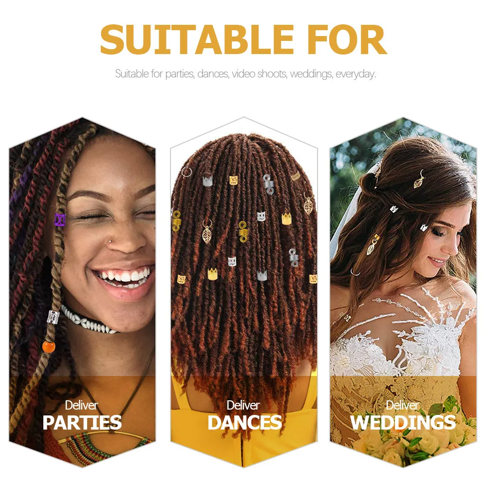 

1 Box Dreadlocks Hair Cuffs Tube Rings for Braids Metal Hair Jewelry DIY Styling Decor Dreadlocks Braiding Beads