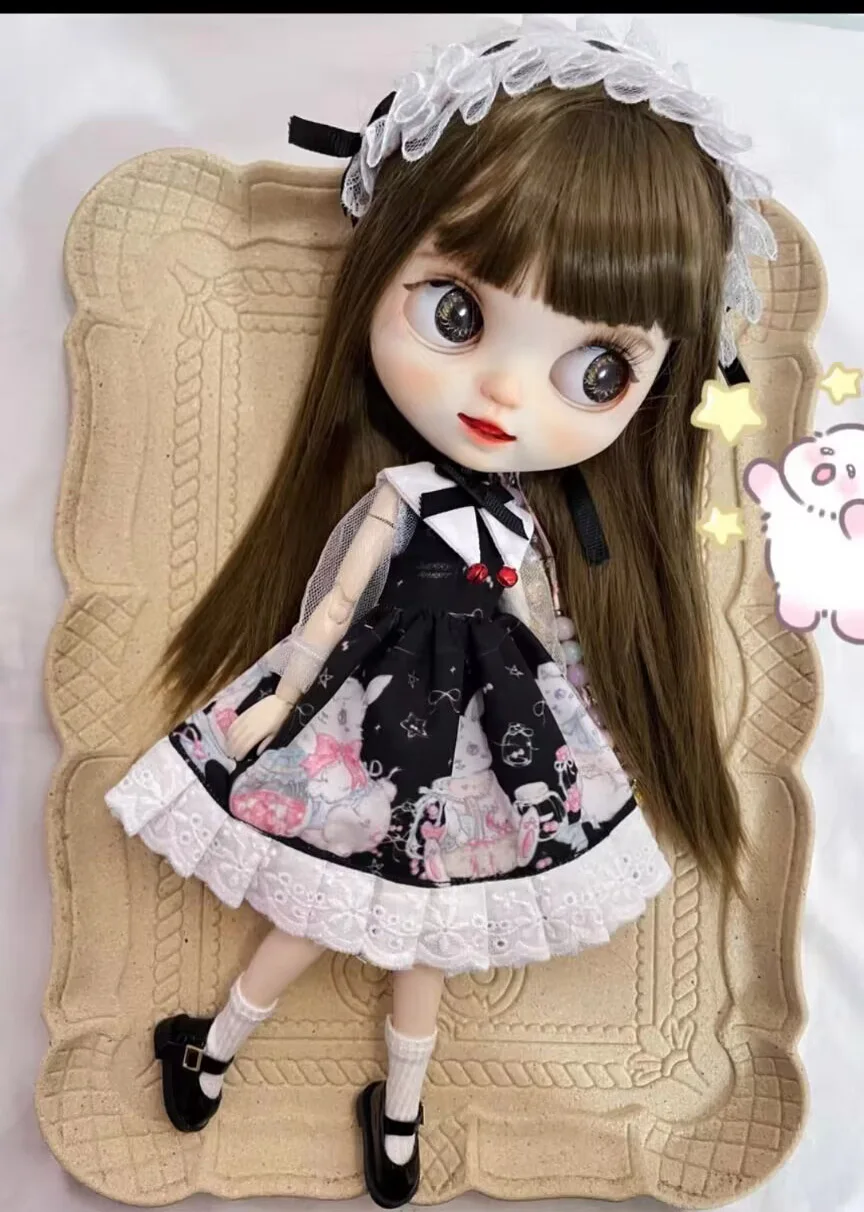 

2025 3pcs kawaii Lolita Rabbit style Blythe Headband/Main skirt/Socks 1/6 30cm(Fit for azone,Pullip,Ob22/24/26, Licca)