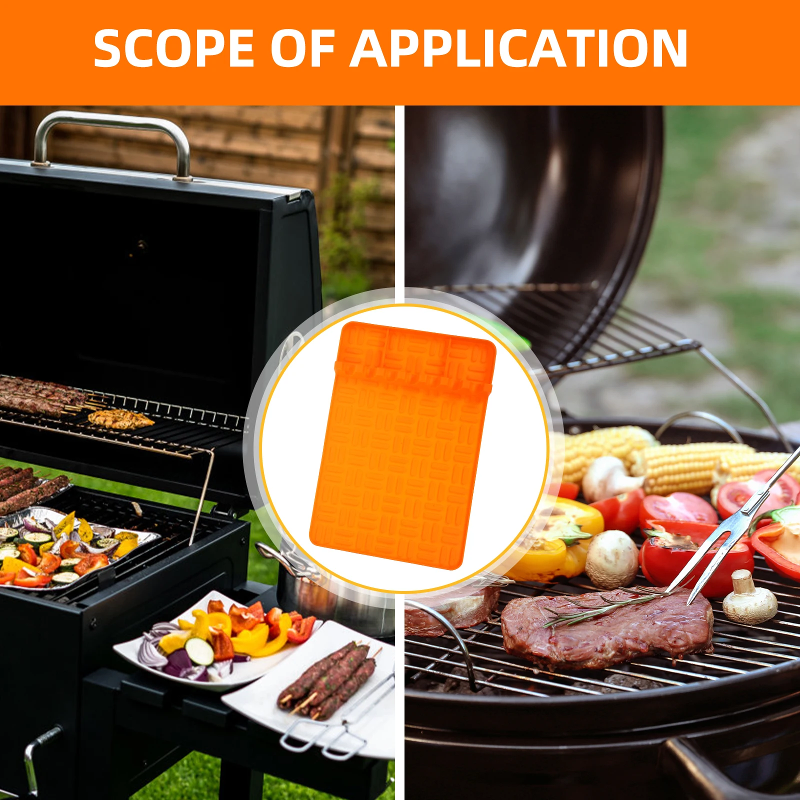 

BBQ Grill Protective Mat Griddle Spatula Barbecue Tool Rest Side Mats for Outdoor Utensils Pad