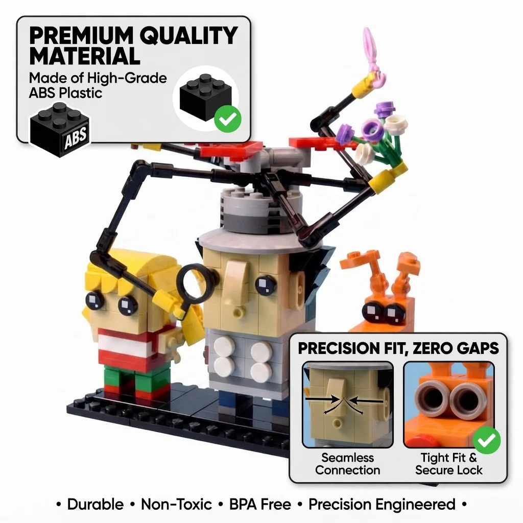 MOC Retro Cartoon Mechanical Detective Building Blocks Classic Cyborg Investigator Figure DIY Bricks Model Kids Birthday Gift