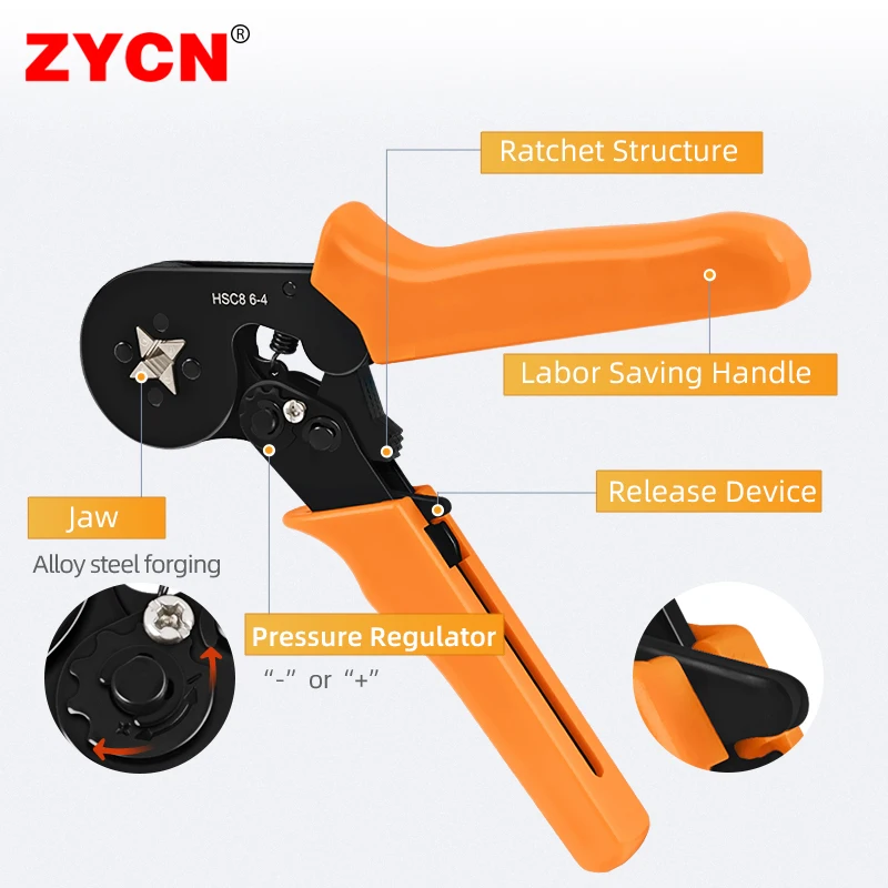 Ferrule Crimping Tool HSC8 6-4/6-6 Electrical Crimper Plier For Wire End Crimp Tube Terminals Electrical Circuit Repair