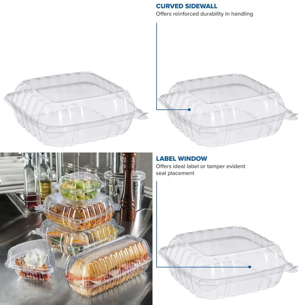 

Clear Plastic Hinged Containers with ClearSeal, 8.2 x 8.3 x 3 Inches, Bulk Pack of 250, Ideal for Storage and Organization
