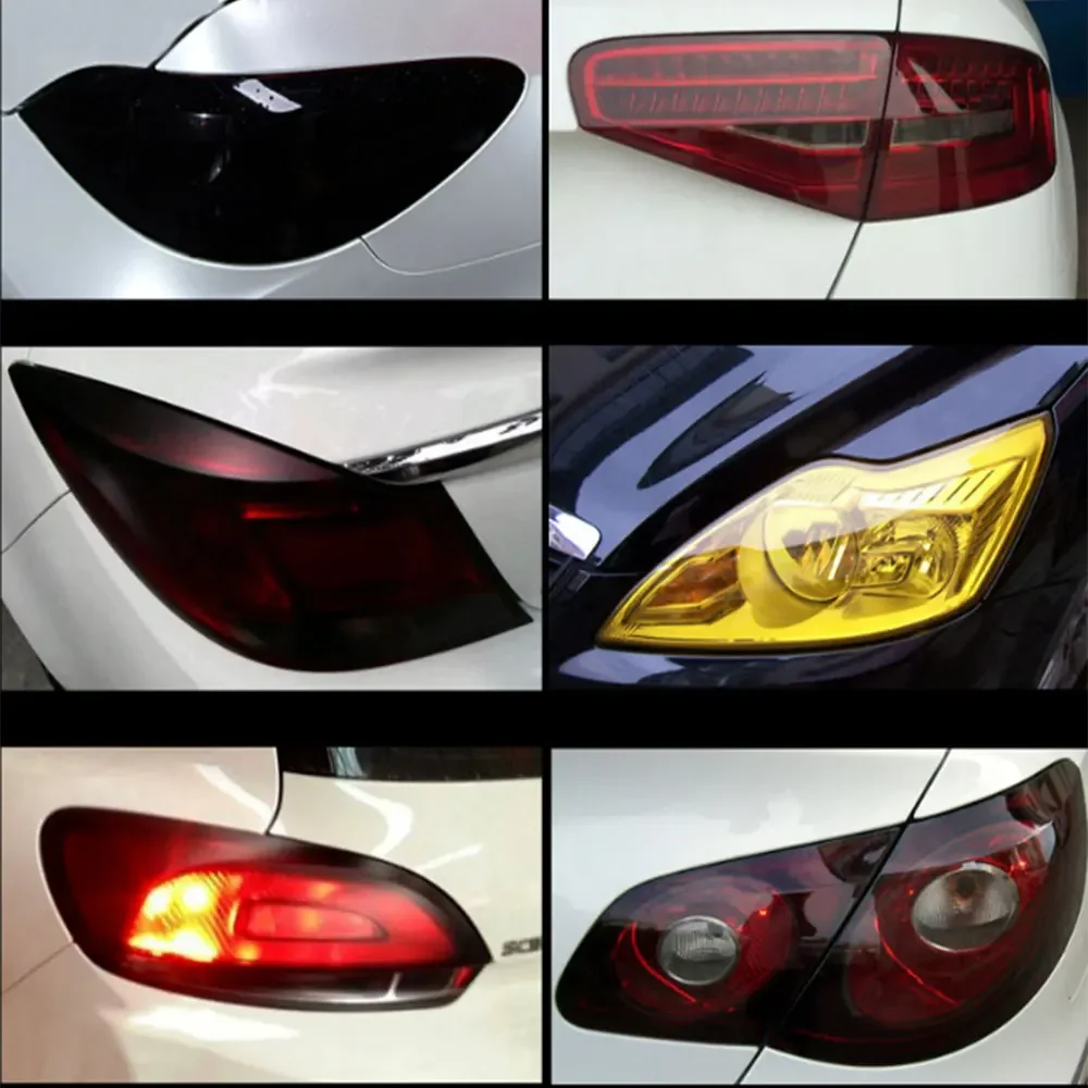 

Yellow Car Headlight Film & Taillight & Fog Light Lamp Smoke Black Car PPF Protective Film For Auto yellow Decorate Accessories