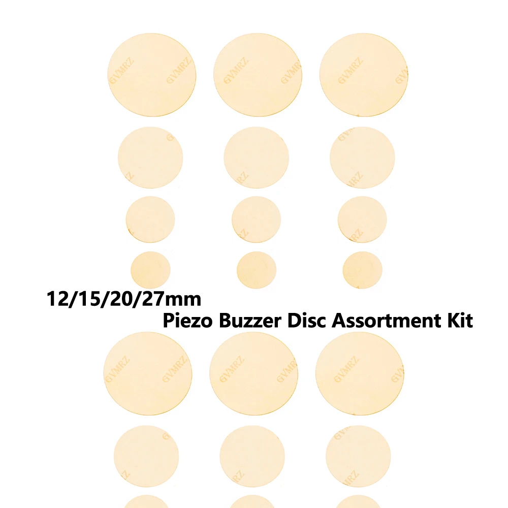  12/15/20/27mm Piezo Buzzer Disc Assortment Kit 20MM 27MM Passive Piezoelectric Elements for Buzzer Repair Electronics Component