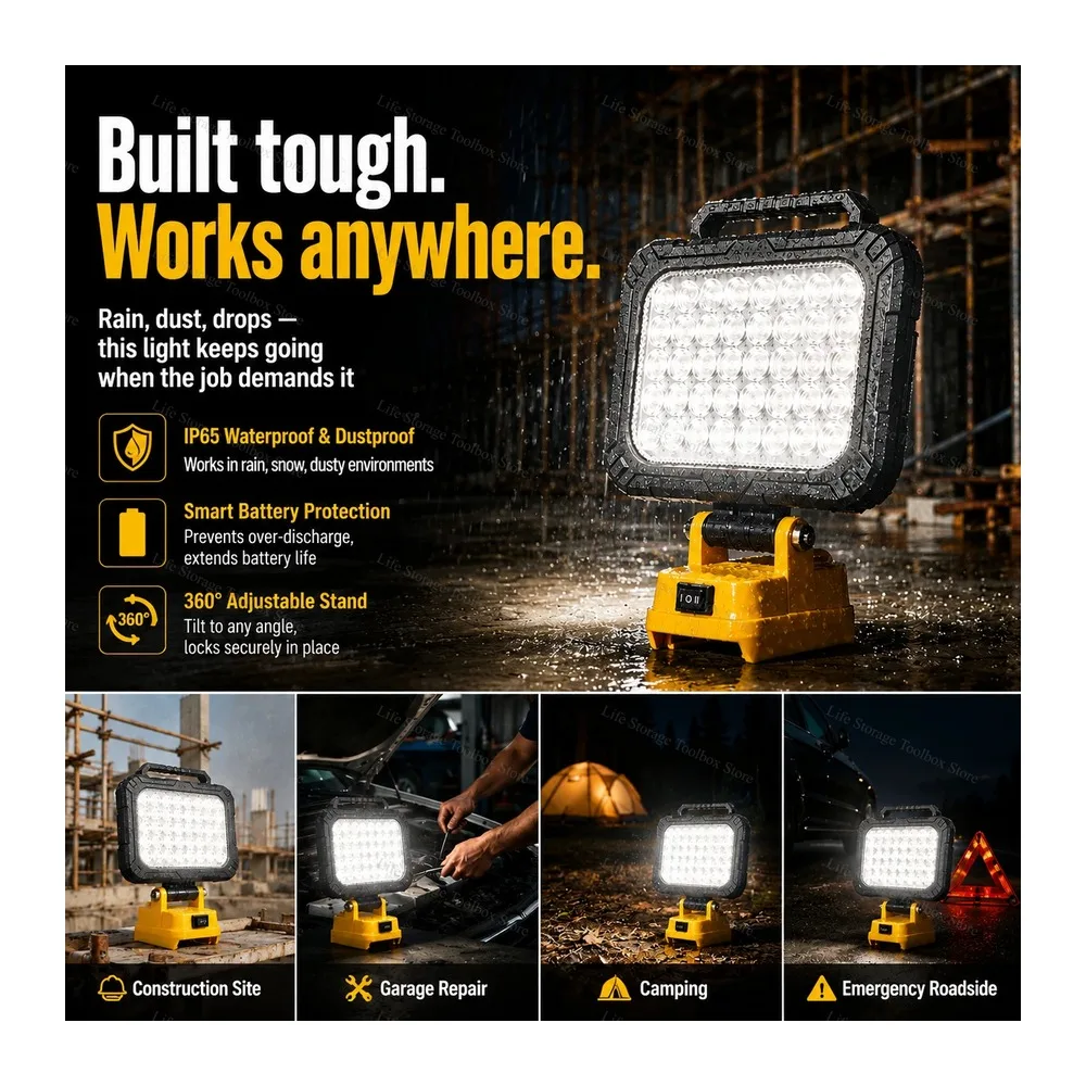 20V LED Work Light for Dewalt 18V 20V Battery Cordless Flood Light with USB Charging Port Portable Outdoor Work Lamp
