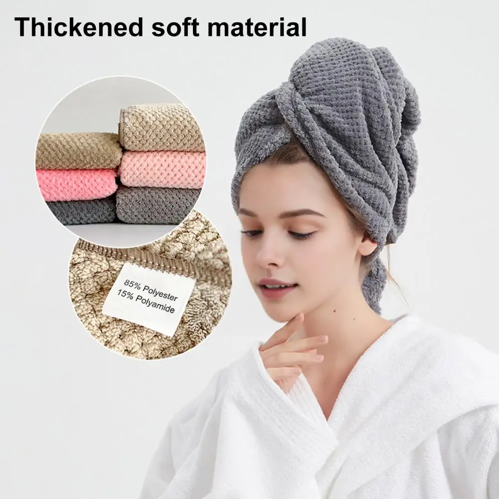 Towel Hair-drying Cap Super Absorbent Hair Drying Hat for Quick Drying Frizz Lightweight Cap for Home Travel Use Thickened Head