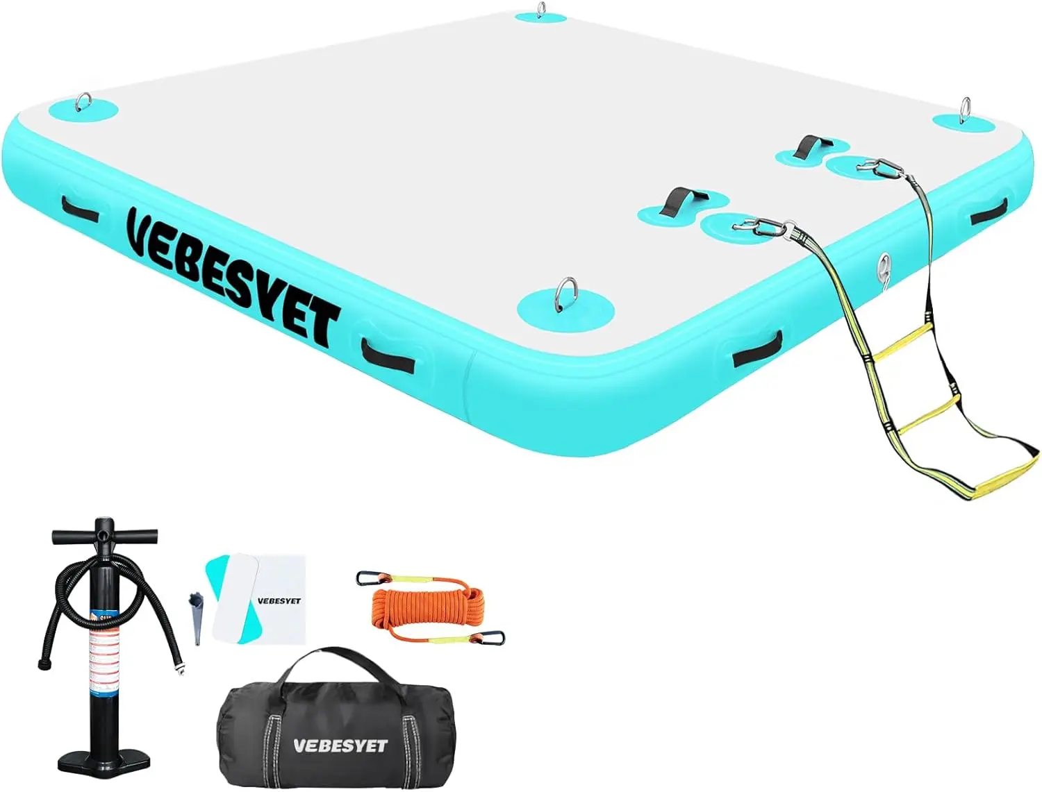 

Floating Dock Inflatable Platform, 6/8 I h Thick Multi-Person Swim Inflatable Floating Dock Floats with Storage Bag for Beac