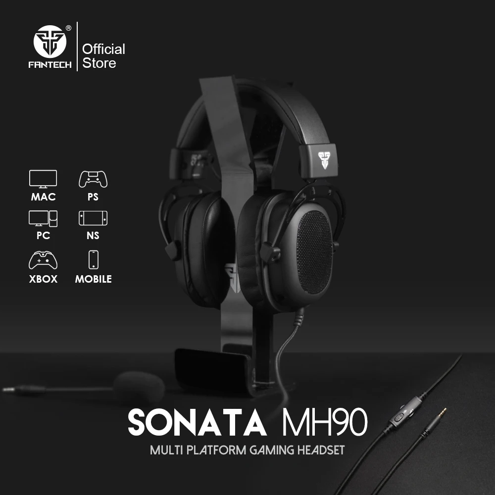 FANTECH SONATA MH90 Wired Headset Memory Foam 3.5mm Jack Earphones with Microphone Detachable for Gaming Headphone Gamer