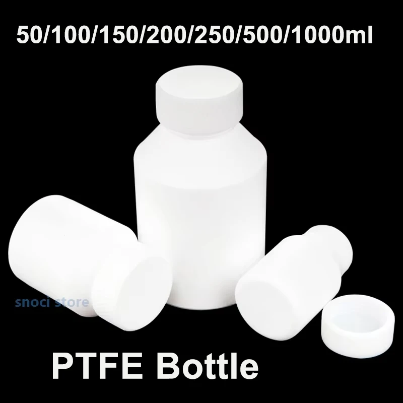 PTFE Plastic Bottle Lab Plastic Thicken Bottle Durable Transparent Plastic Chemical Storage Reagent Bottle 50-1000ml，1piece