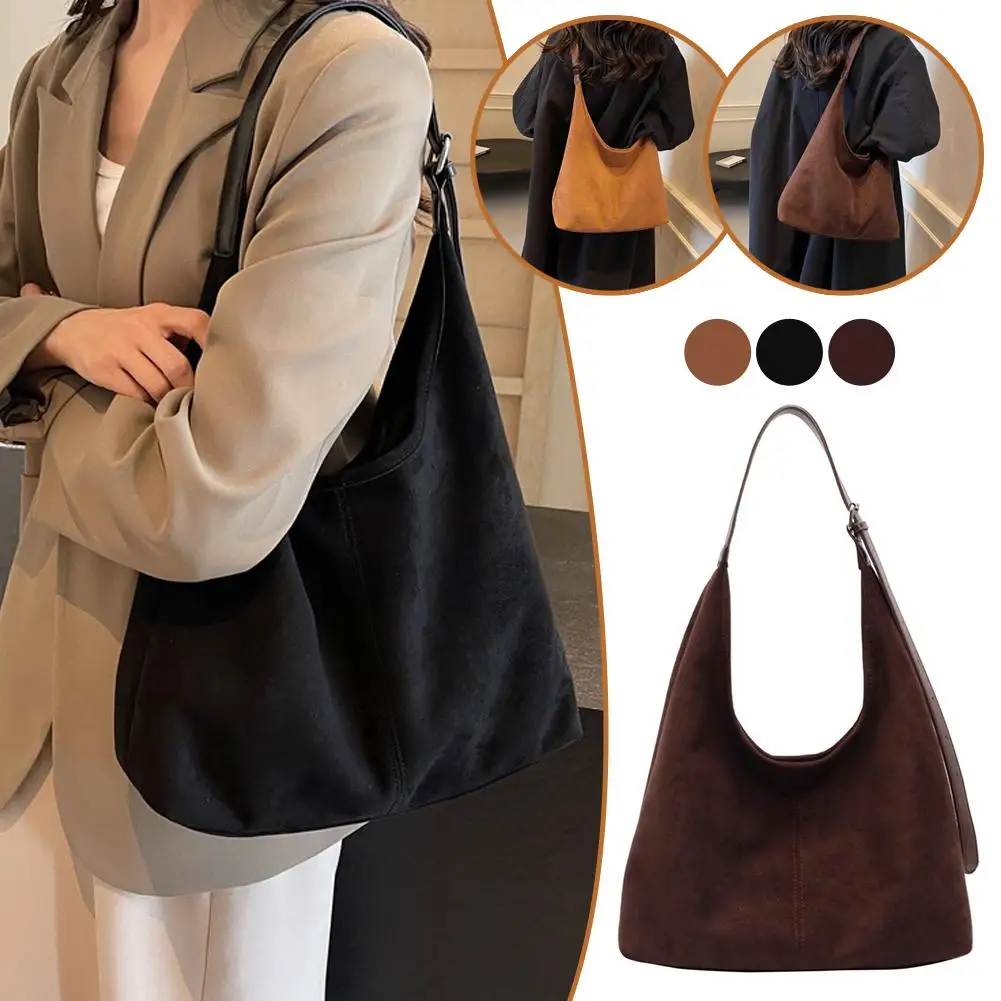 

Autumn Winter Suede Buet Bag Large Capaci Single oulder Armpit T Bag Retro Commute Versatile Mother Daughter Bag