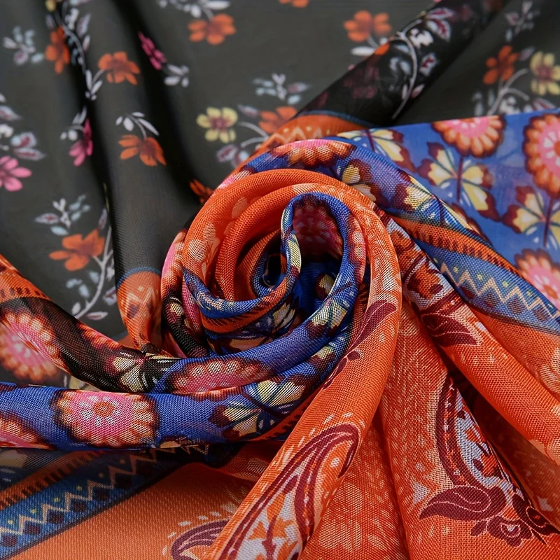 New Fashion Print Design Women Silk Scarf Shawl Elegant Headscarf Convinient Bandage Hijabs Chiffon Muslim Wrap Scarves