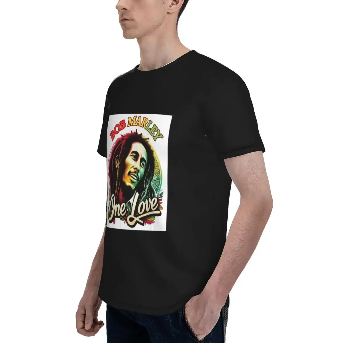 Jamaica Reggae Rock Bob Marley polyester T-Shirt Men'sFashion T Shirts Men Round Neck Short Sleeve