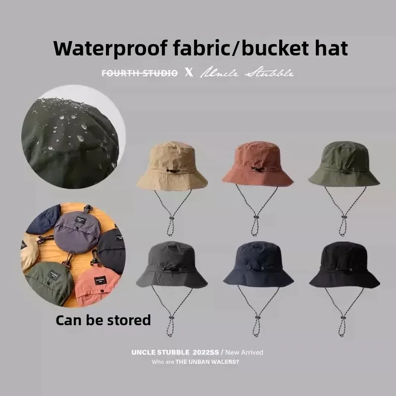 

Waterproof bucket hat can store bags basin hat summer thin quick-drying outdoor mountaineering hat men's sun hat
