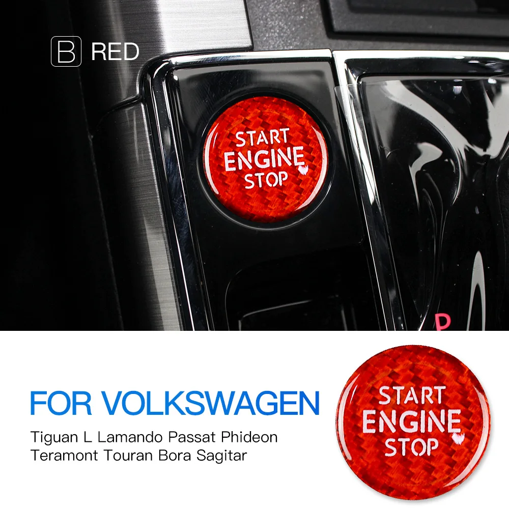 

Real 3D Dry Carbon Fiber Car Engine Start Stop Button Cover for Volkswagen 090 Sticker Interior Styling Upgrade Kit Accessory