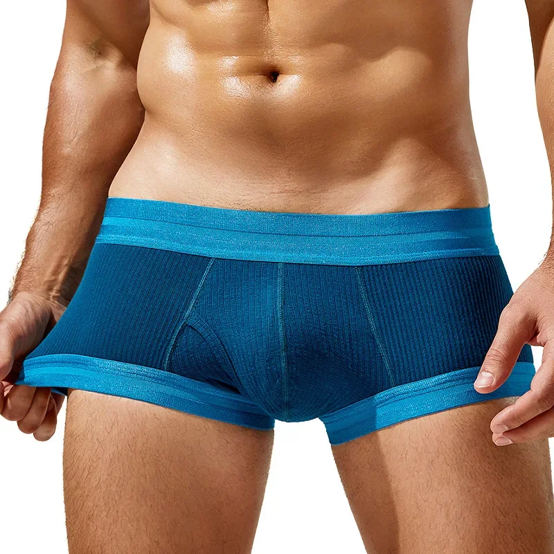 Men\'s U Convex Pouch Underwear for Young People Fashionable Comfortable Close Fitting Double-layer Pocket Low Waist Boxer Shorts