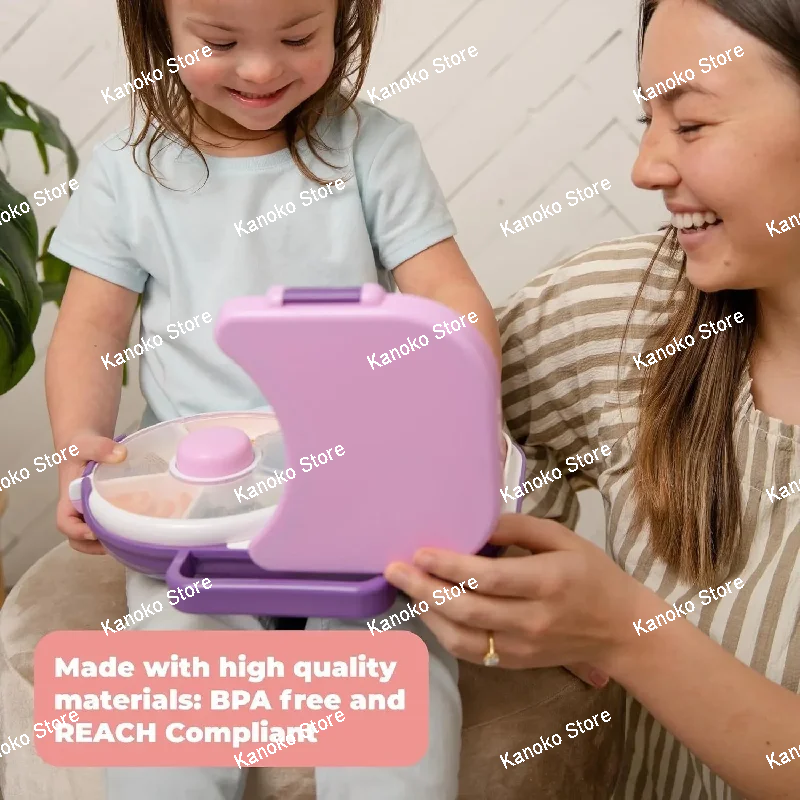 Scatola Bento per bambini Scatole per il pranzo rotanti Contenitore per snack rotante per bambini Spinner per snack per bambini Scatola per snack portatile con piatto di frutta rotante