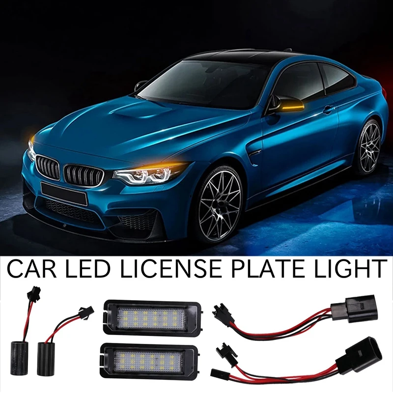 

2Pcs 12V Led Number License Plate Light Lamps For Golf 4 5 6 7 Car License Plate Lights Exterior Accessories-BTFL