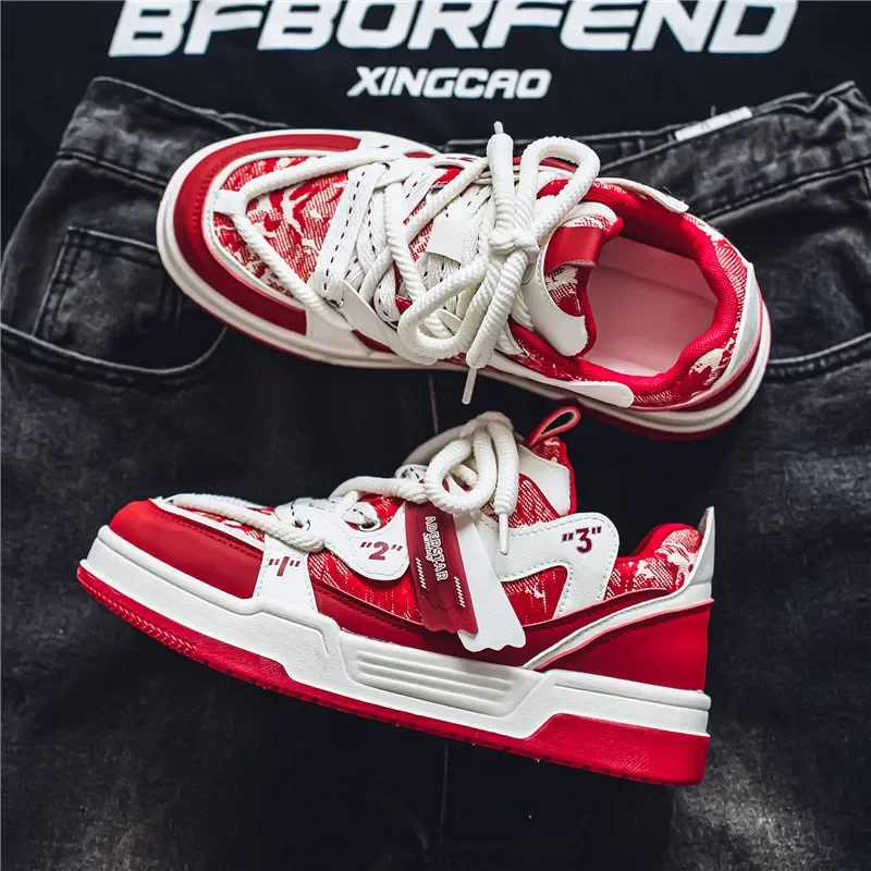 Original Brand Men's Skateboard Shoes Fashion Red Men Sneakers Low-Cut Platform Shoes Casual Skate Sneakers Men basket homme