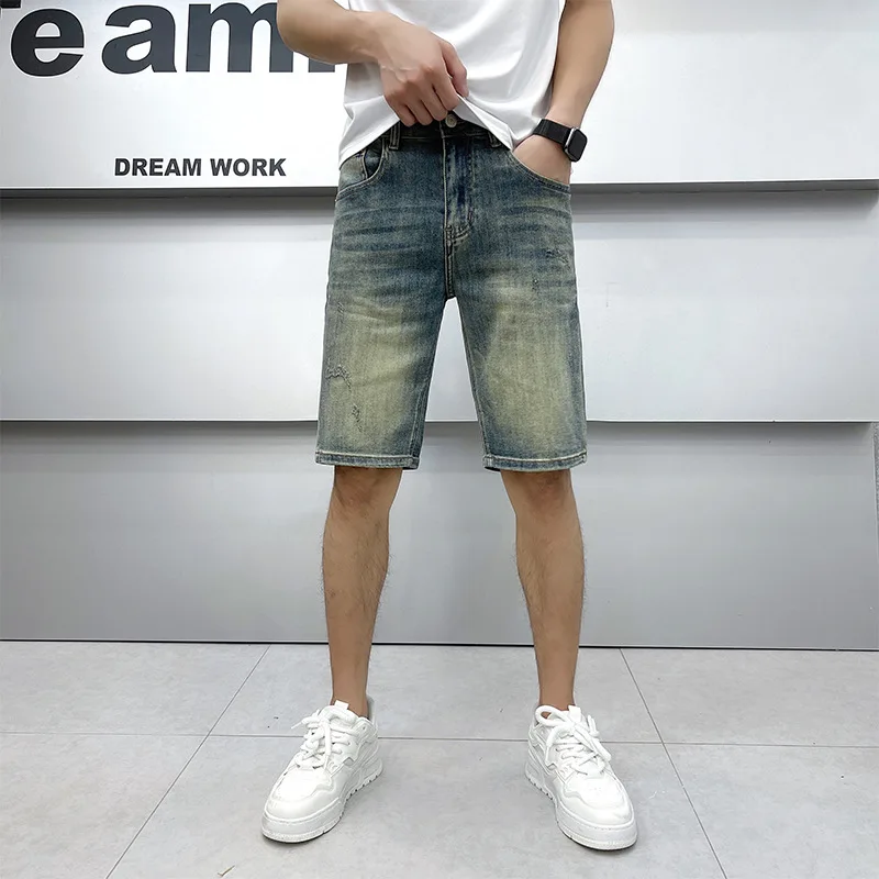 High Quality Denim Shorts Men's Affordable Luxury Fashion Korean Classic Nostalgic Retro Slim Straight Summer Pirate Shorts