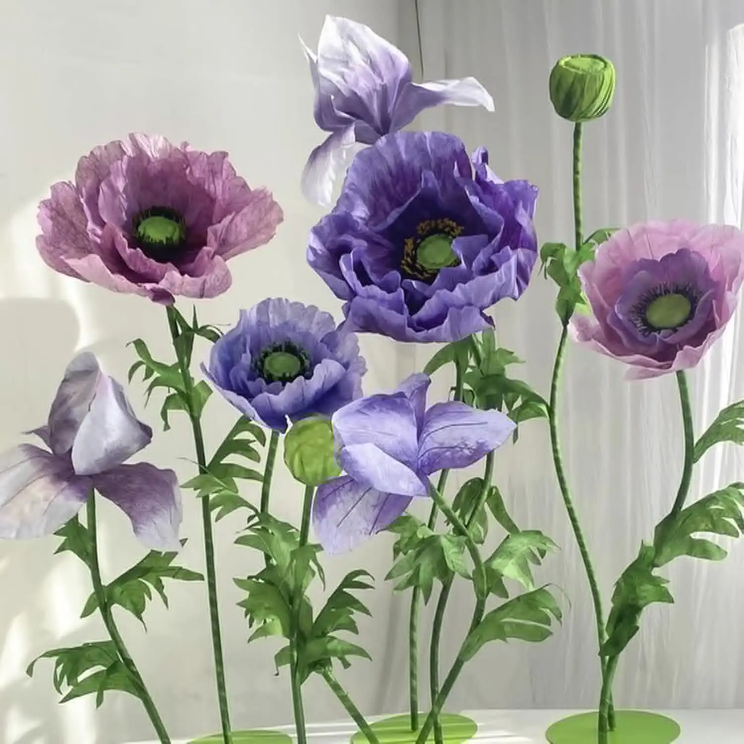 

Giant Artificial Flower Decoration 9 Pcs/Set Artificial Flower For Wedding Birthday Easter Purple Party Mother's Day Backdrop