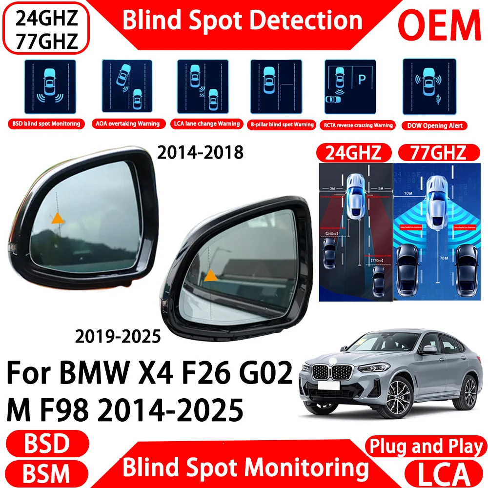 for BMW X4 F26 G02 M F98 2014-2025 Blind Spot Assist Monitoring Detection System Millimeter Wave Radar Alert Lane Change Assist