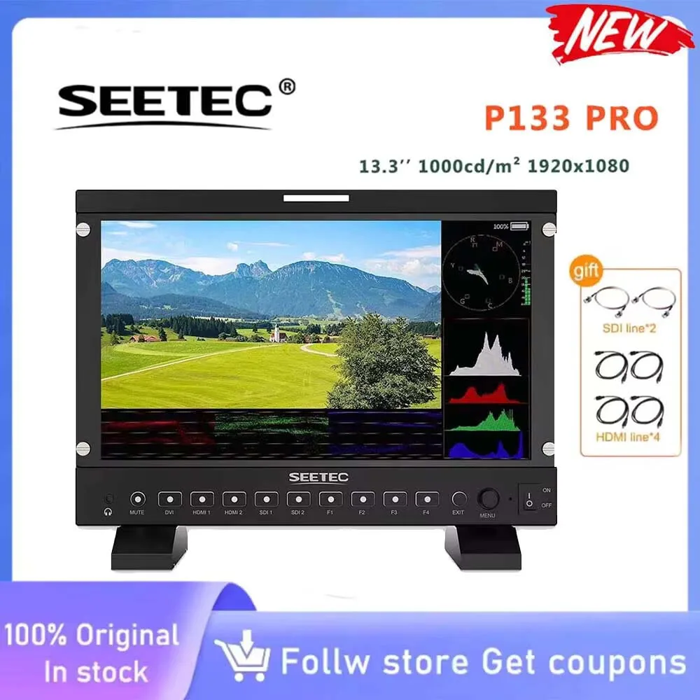 SEETEC P133 PRO 13,3-дюймовый монитор высокой яркости 1000 нит Full HD 1920x1080 3G-SDI Поддержка загрузки 32 пользовательские LUTS HDR