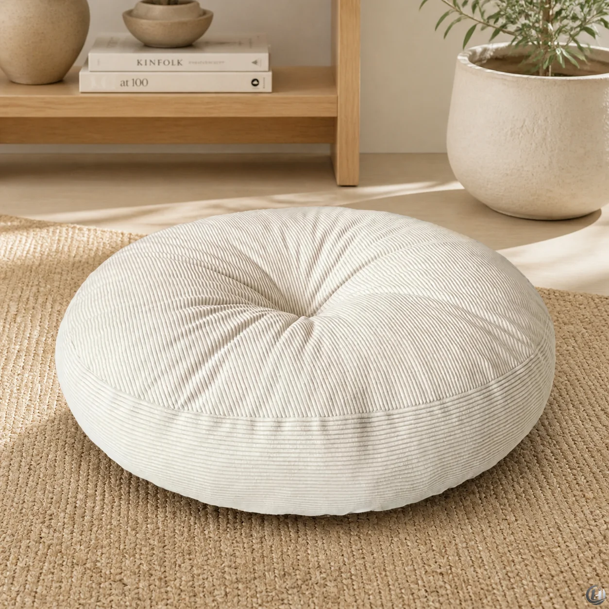 Thick Round Cushion,Soft & Comfortable Full-Filled Meditation Yoga Pillow, Bohemian Zen Home Decor in Vibrant Orange