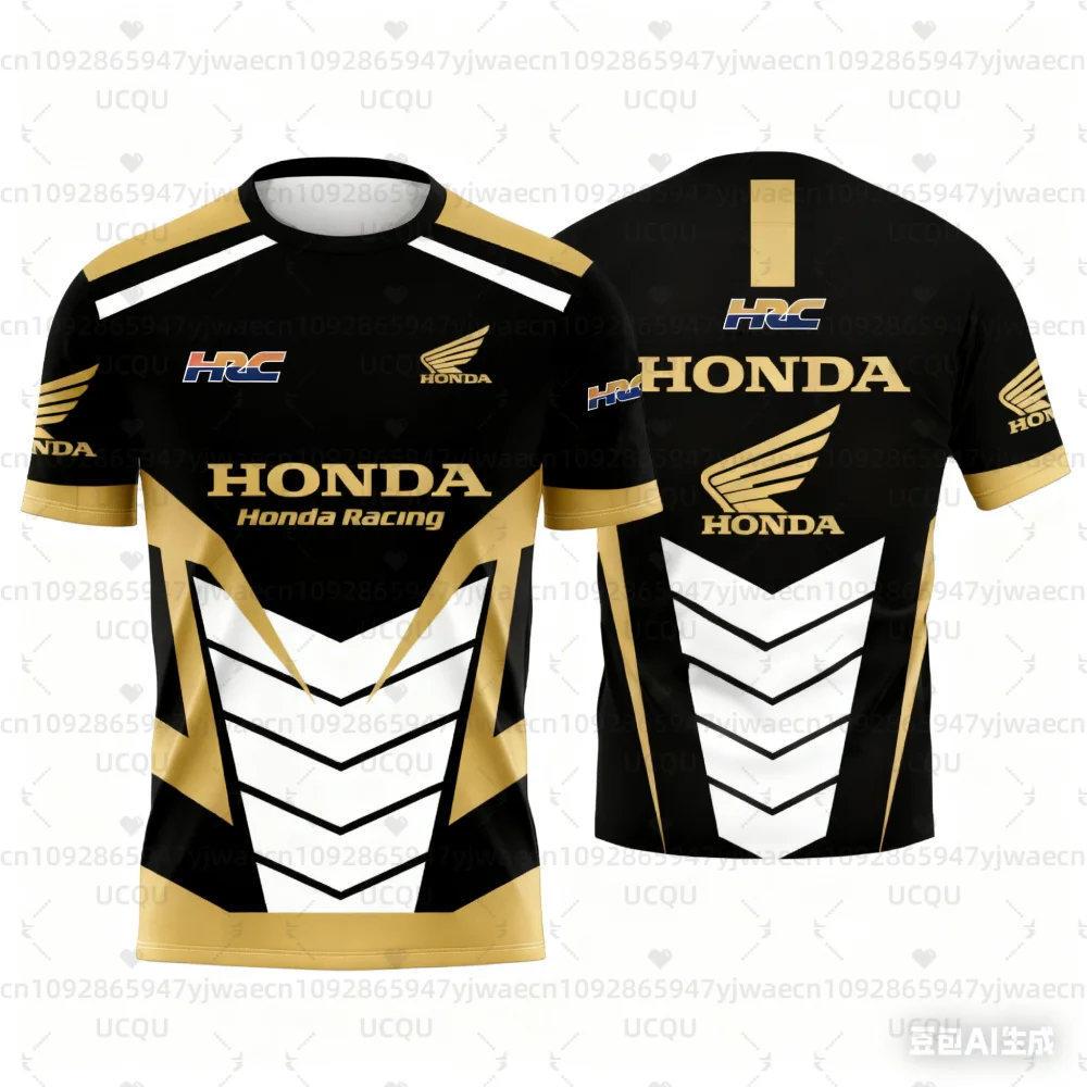 هوندا سريعة الجافة سباق الرجال هندسية ثلاثية الأبعاد طباعة دراجة نارية السائق جيرسي ملابس رياضية قصيرة الأكمام خفيفة الوزن في الهواء الطلق تي شيرت #4