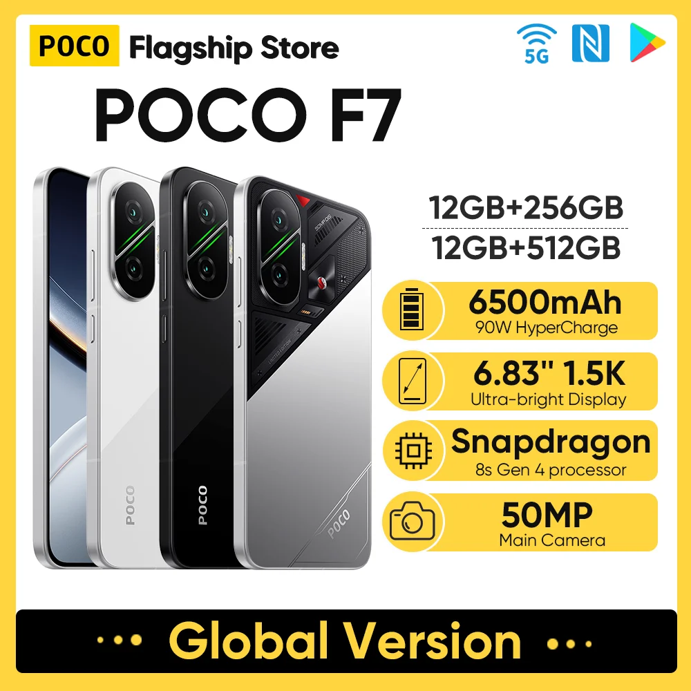 Original POCO F7 Global Version 5G Smartphone Snapdragon 8s Gen 4 6.83