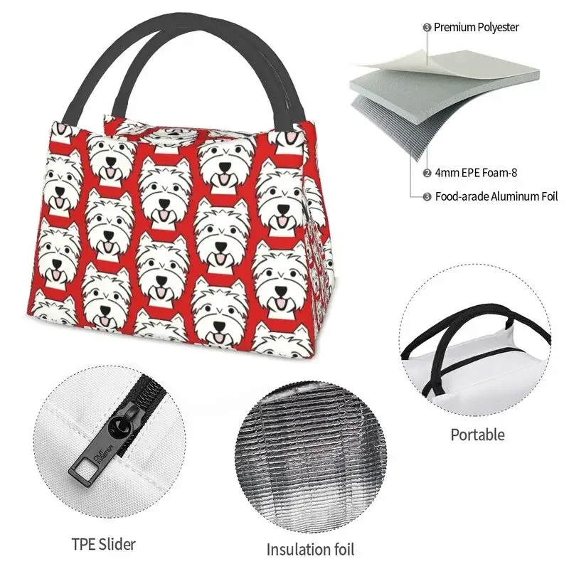 Sac à lunch isotherme pour femme, West Highland Terrier, réutilisable, sac isotherme pour chiot, chien Westie, glacière thermique, boîte à lunch pour le travail et le voyage, mignon