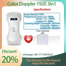 192 Elements Wireless Ultrasound Probe Scanner Color Doppler 3 in 1 Portable Double Head wifi-scanner USG Portable